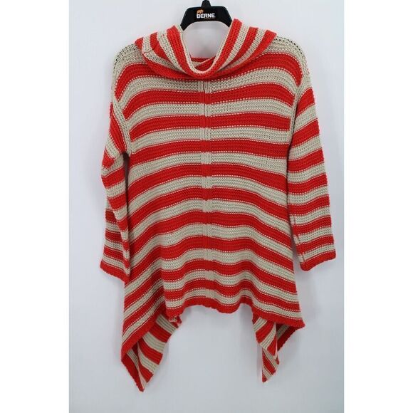 Bcbg Maxazria Cowl Neck Striped Orange Beige Assymetrical Hem  M - Picture 5 of 9